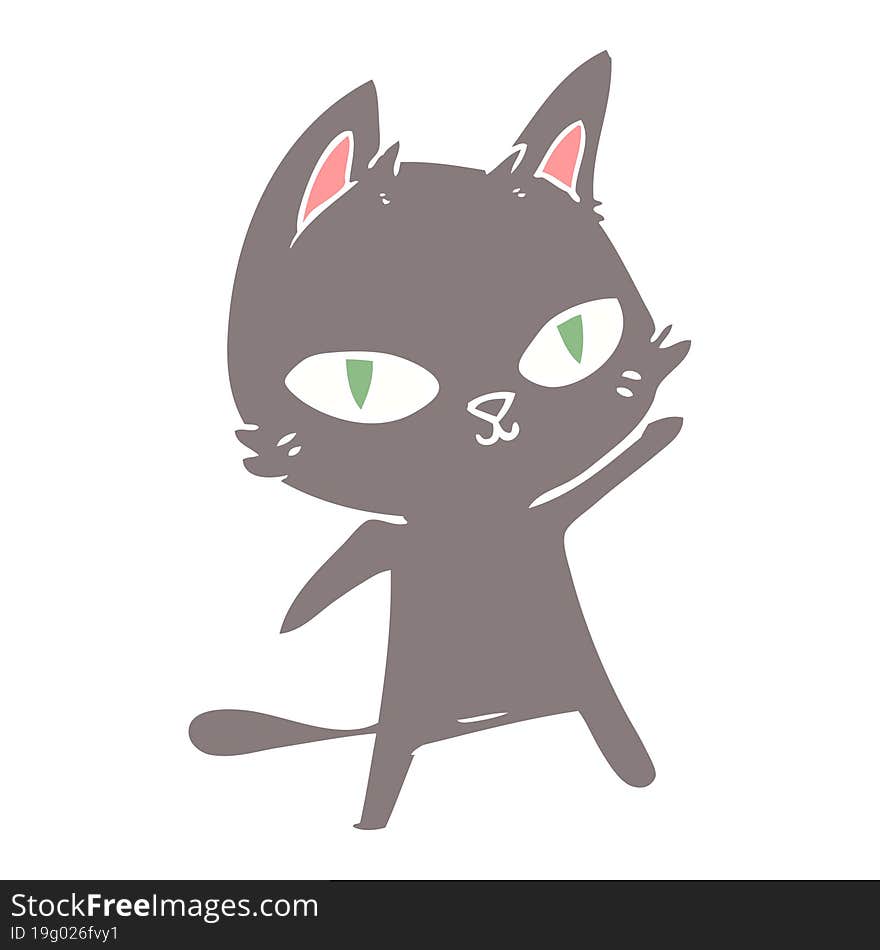 flat color style cartoon cat staring