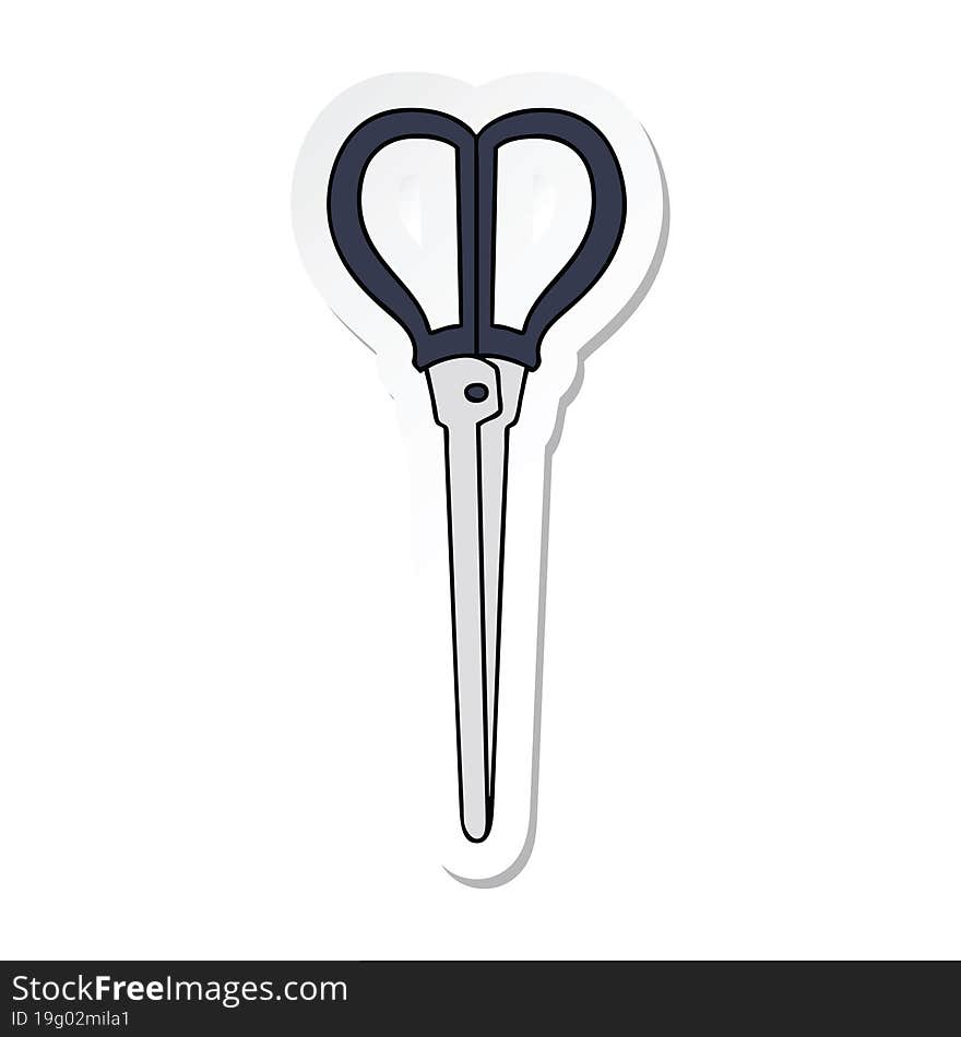 Sticker Of A Quirky Hand Drawn Cartoon Scissors