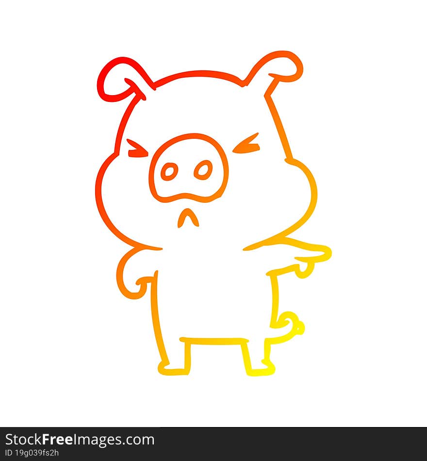 warm gradient line drawing angry pig pointing