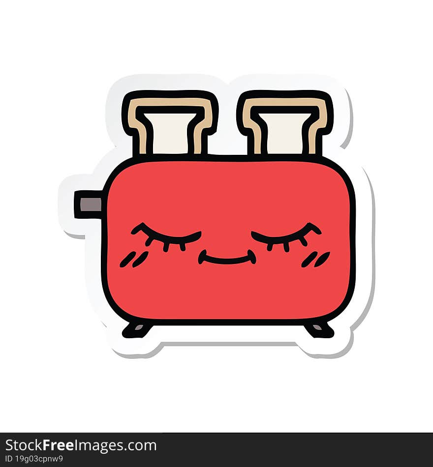 Sticker Of A Cute Cartoon Of A Toaster