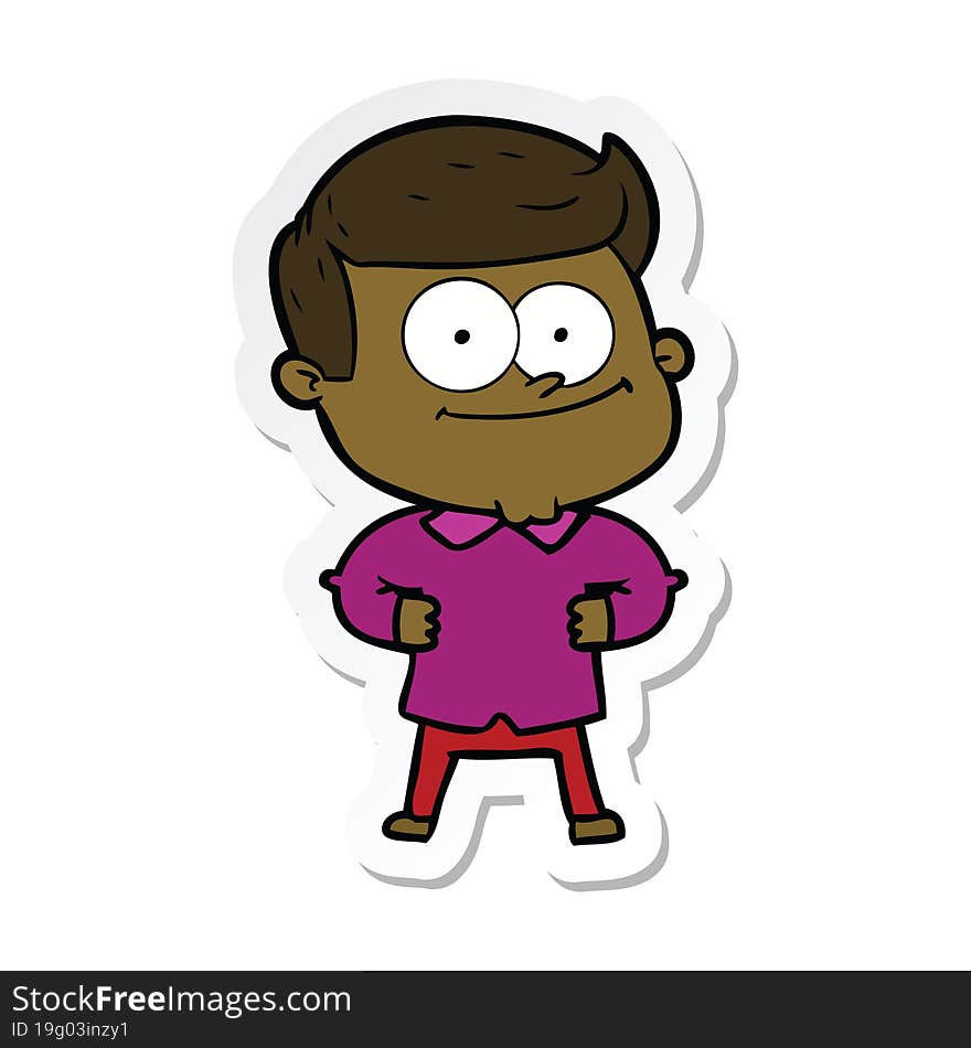 sticker of a cartoon happy man