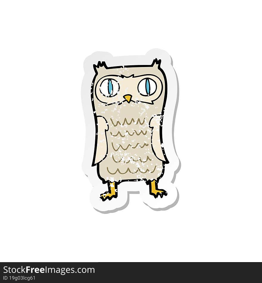 retro distressed sticker of a cartoon  owl