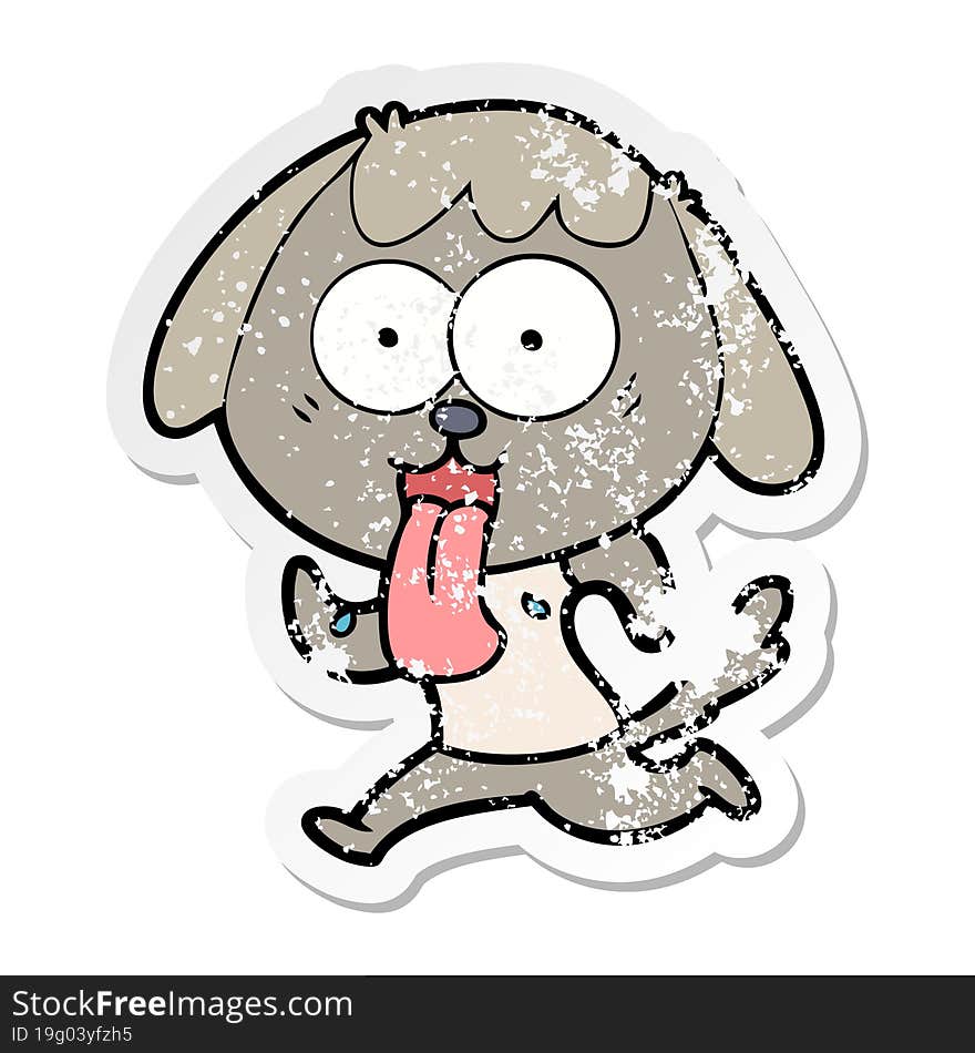 Distressed Sticker Of A Cute Cartoon Dog