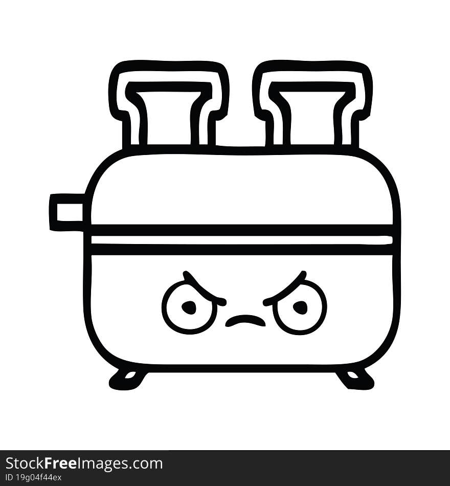 line drawing cartoon of a of a toaster