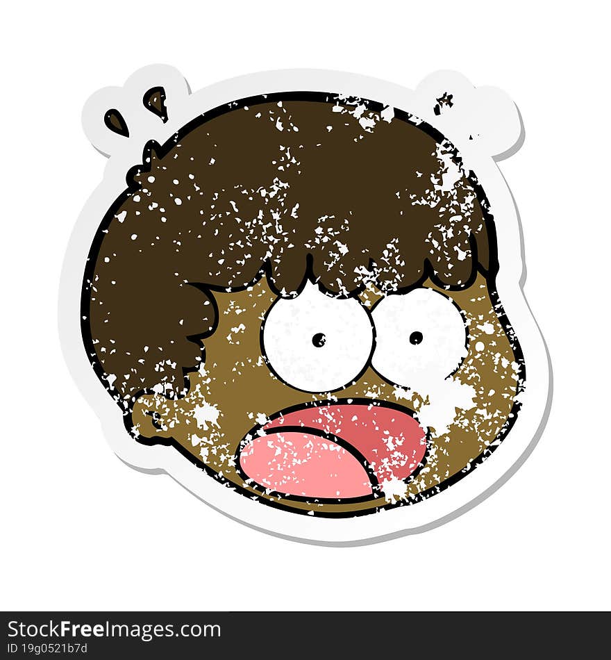 distressed sticker of a cartoon male face