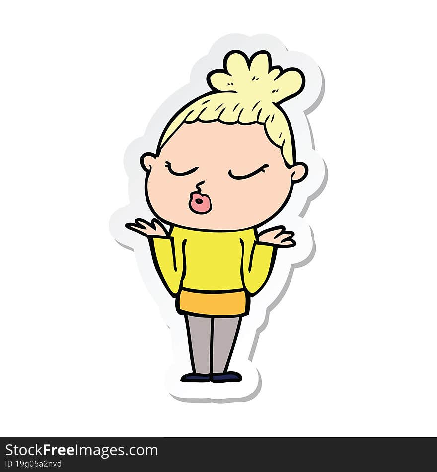 sticker of a cartoon calm woman