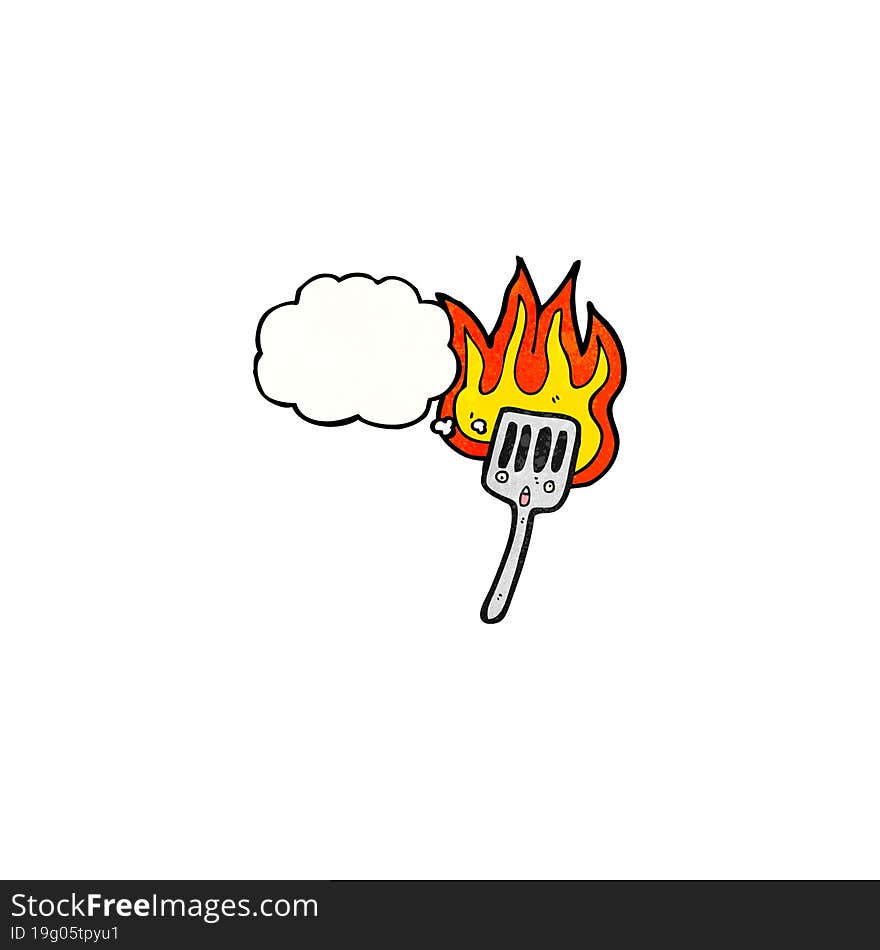 cartoon flaming spatula