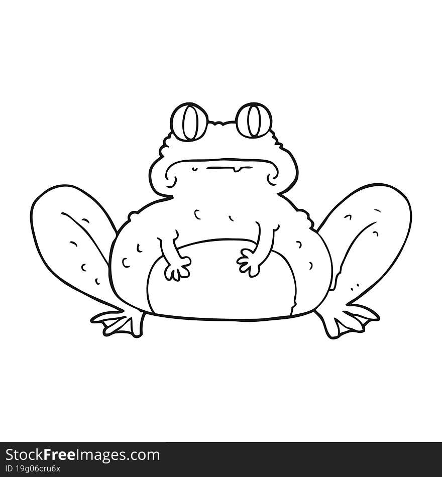 black and white cartoon frog