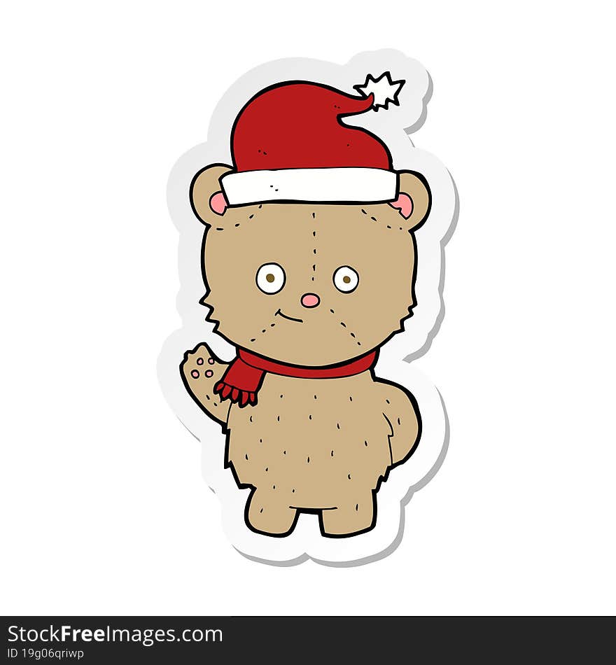 sticker of a cartoon christmas teddy bear