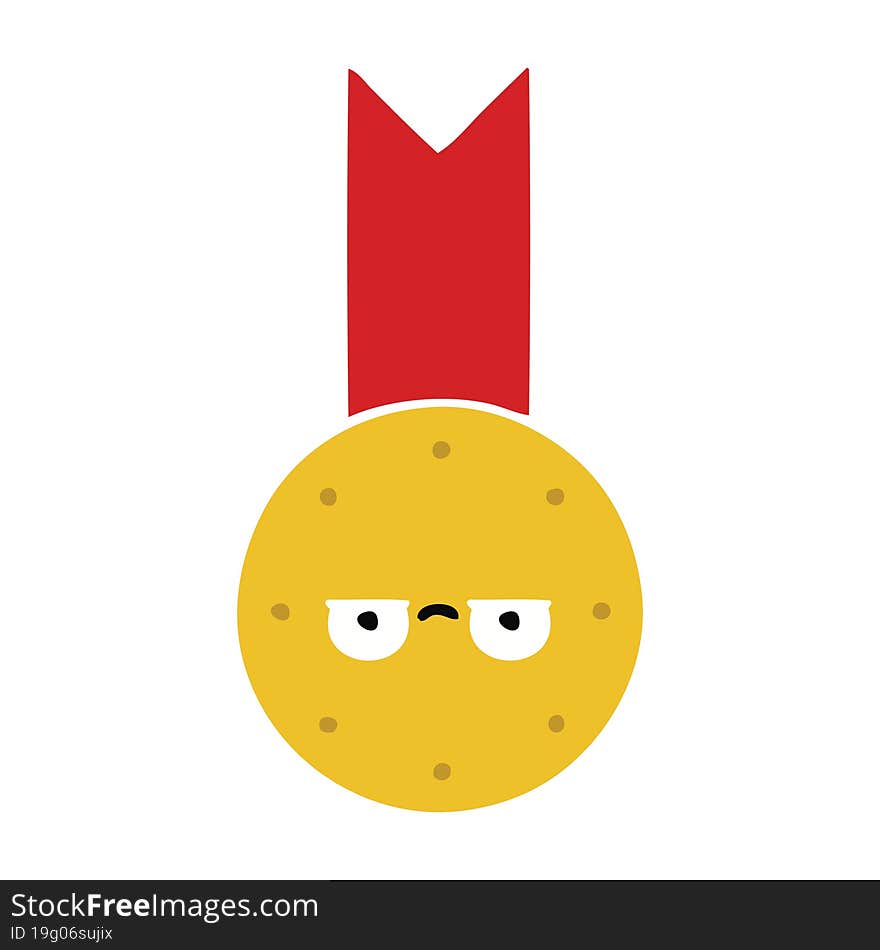 Flat Color Retro Cartoon Gold Medal