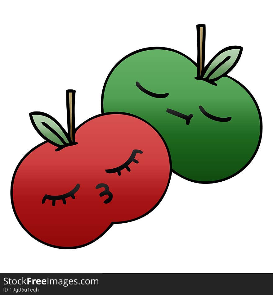 Gradient Shaded Cartoon Juicy Apple