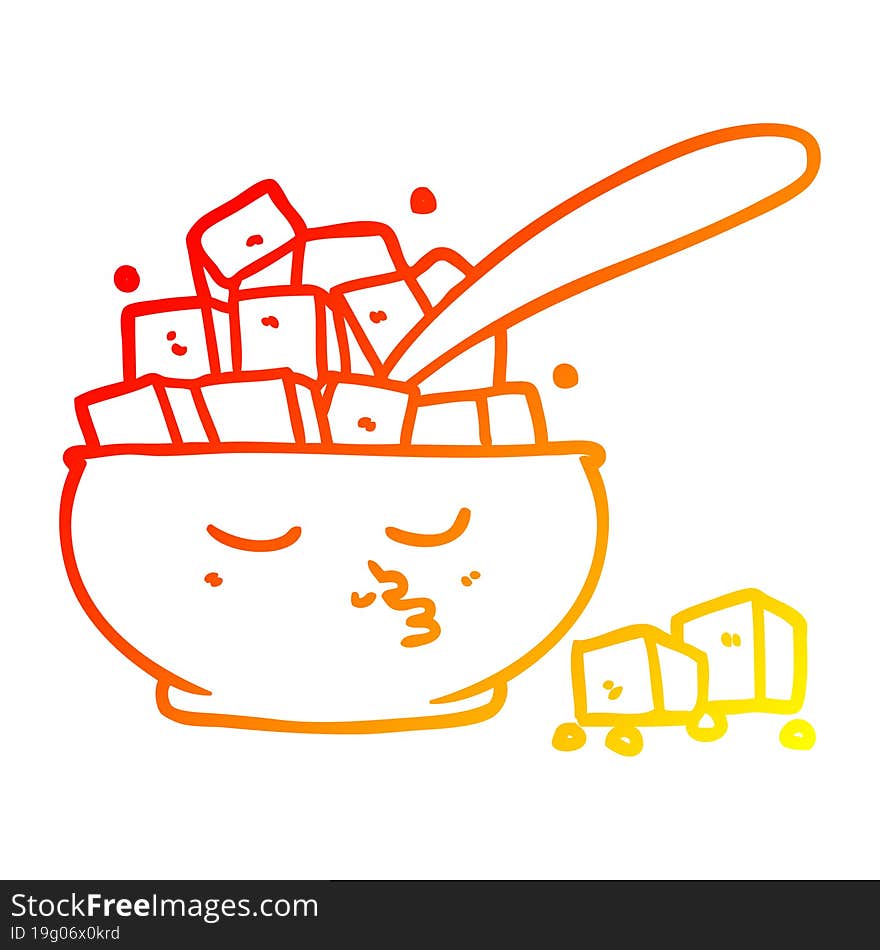 warm gradient line drawing cartoon sugar bowl