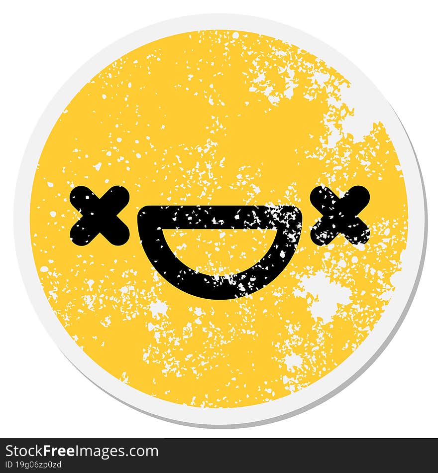 happy dead face circular sticker