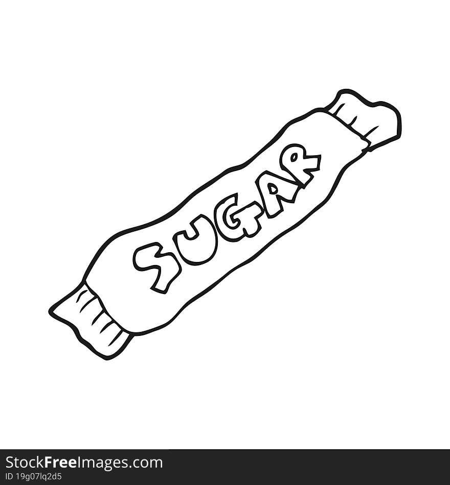 black and white cartoon packet of sugar