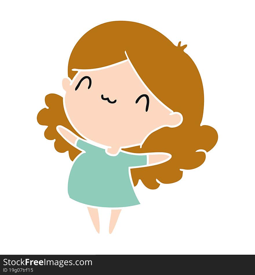 cartoon illustration of a cute kawaii girl. cartoon illustration of a cute kawaii girl