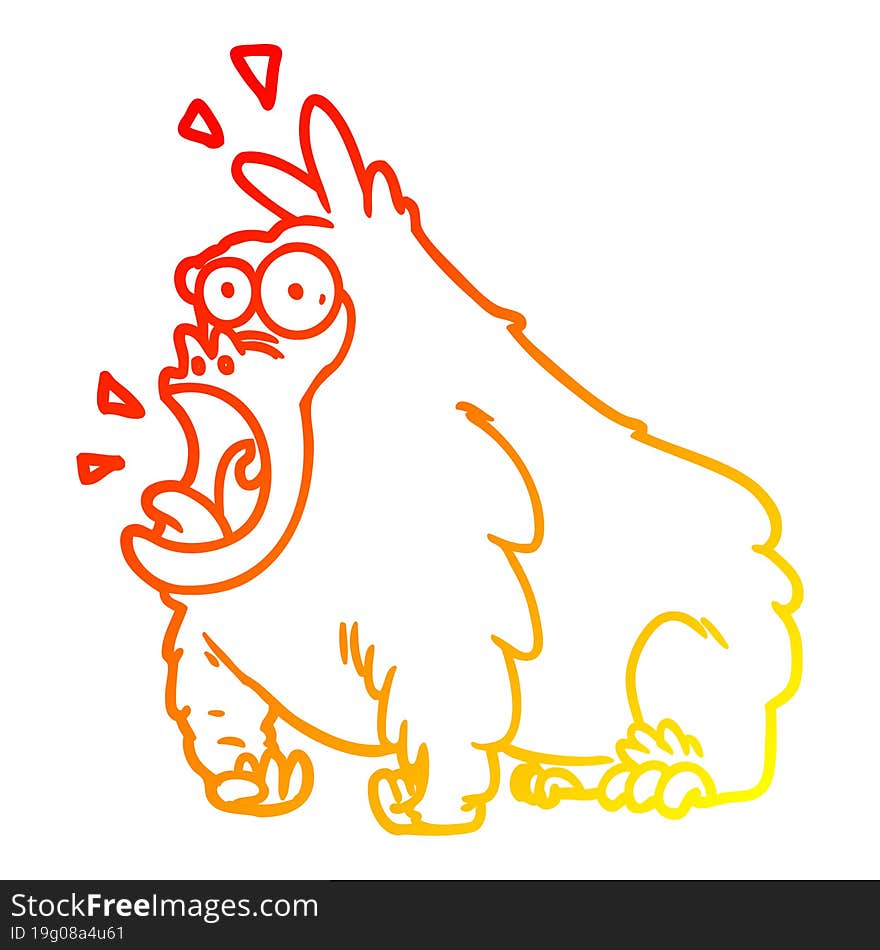 warm gradient line drawing cartoon shouting gorilla