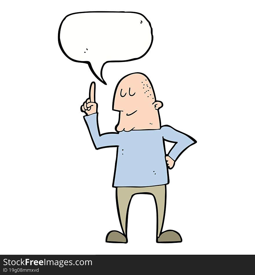 Cartoon Man Pointing Finger With Speech Bubble