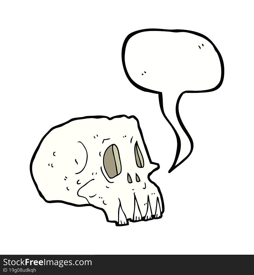 cartoon spooky skull with speech bubble