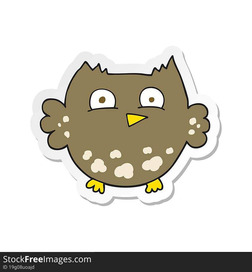 sticker of a cartoon little owl