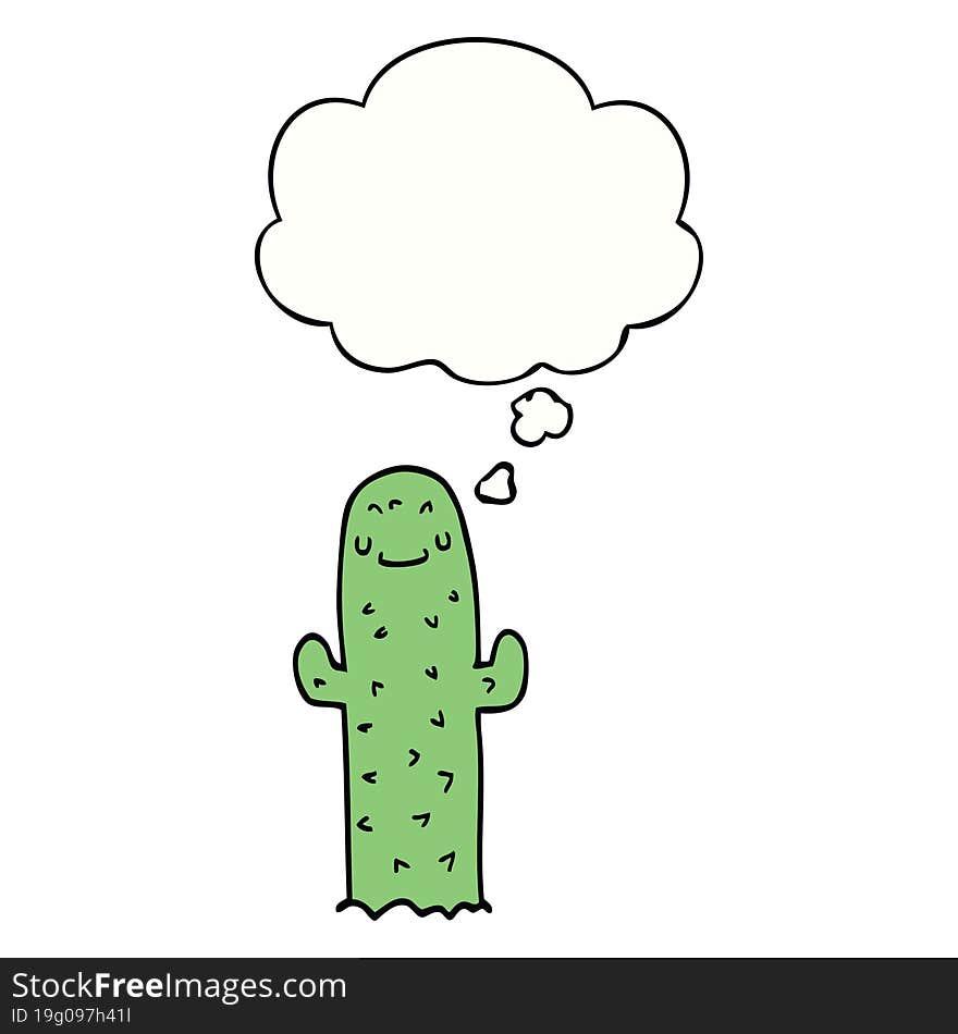 Cartoon Cactus And Thought Bubble