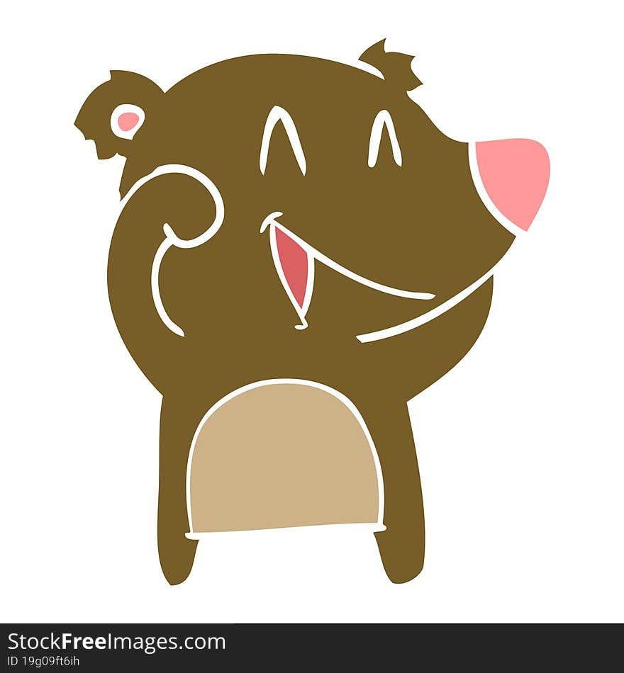 laughing bear flat color style cartoon