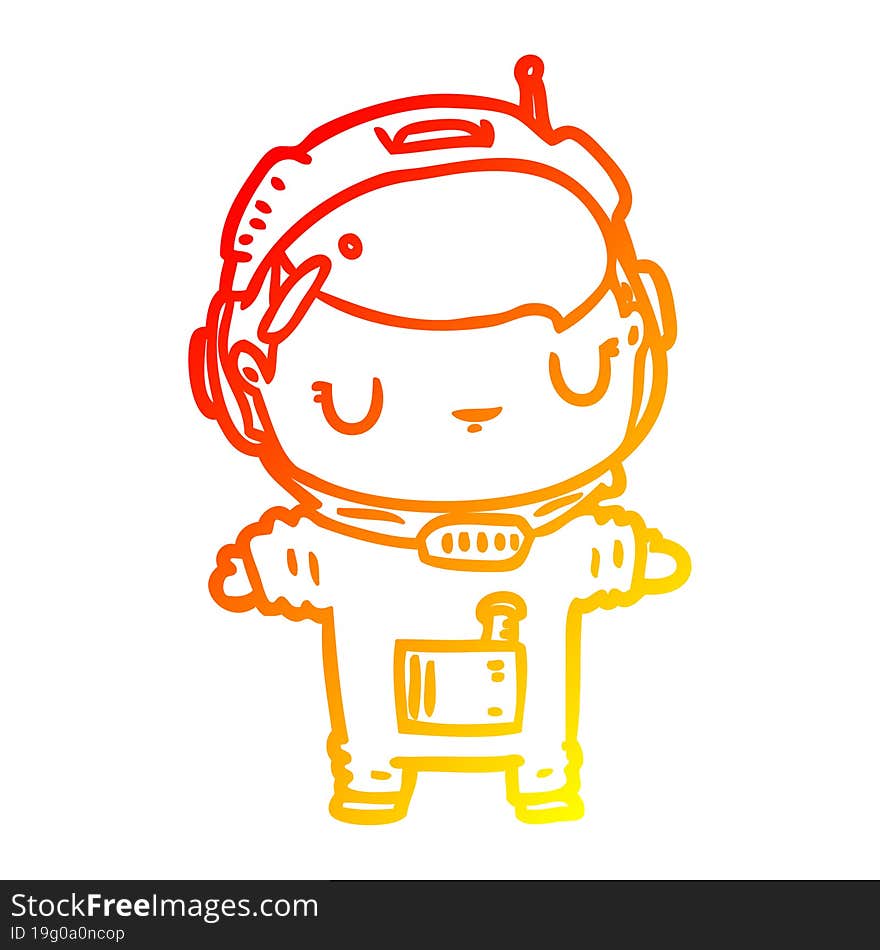 warm gradient line drawing cute astronaut