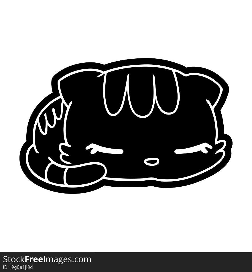 cartoon icon kawaii cute sleeping kitten