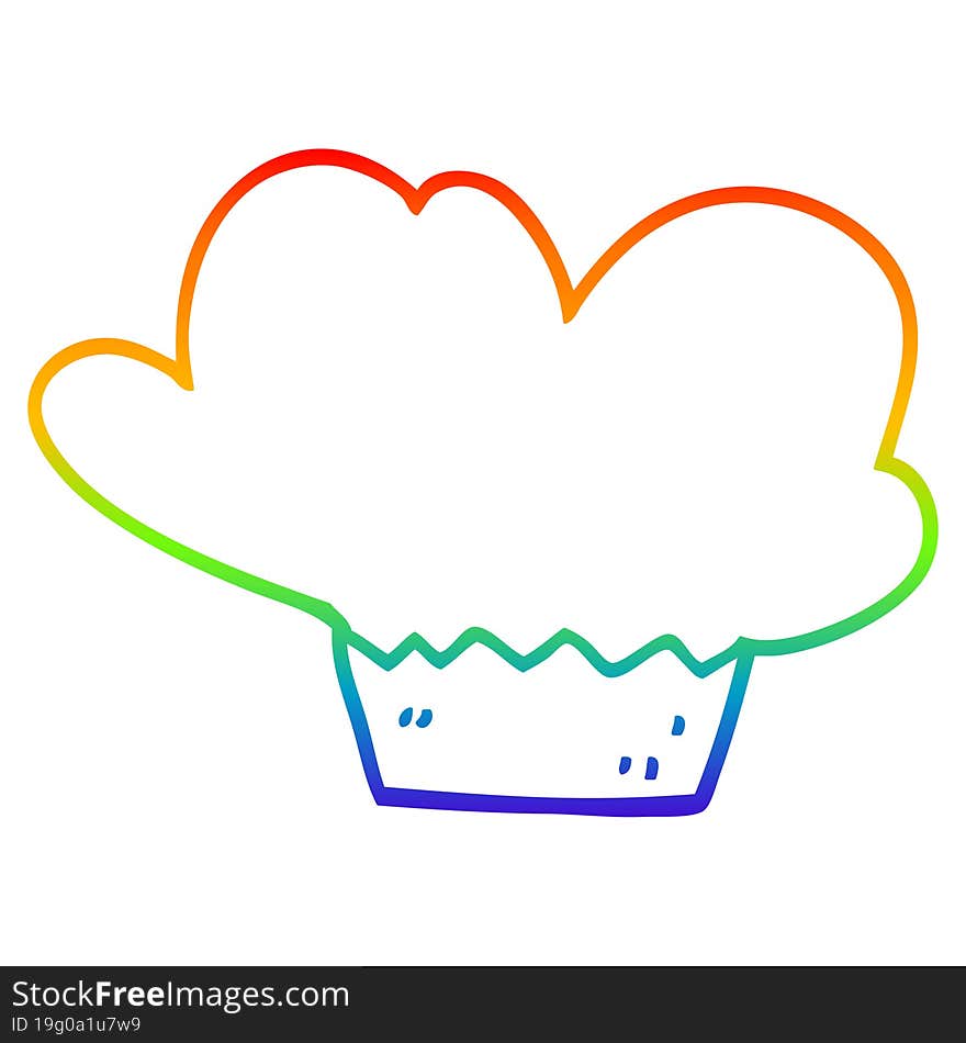 rainbow gradient line drawing cartoon cupcake