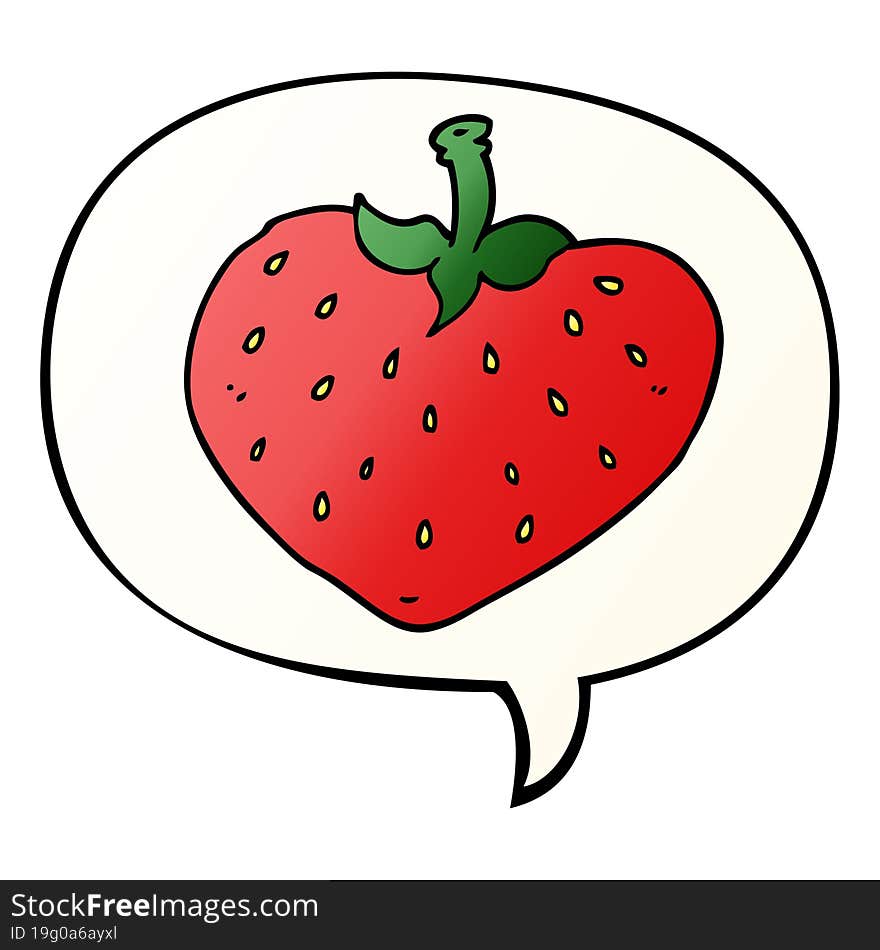 cartoon strawberry with speech bubble in smooth gradient style