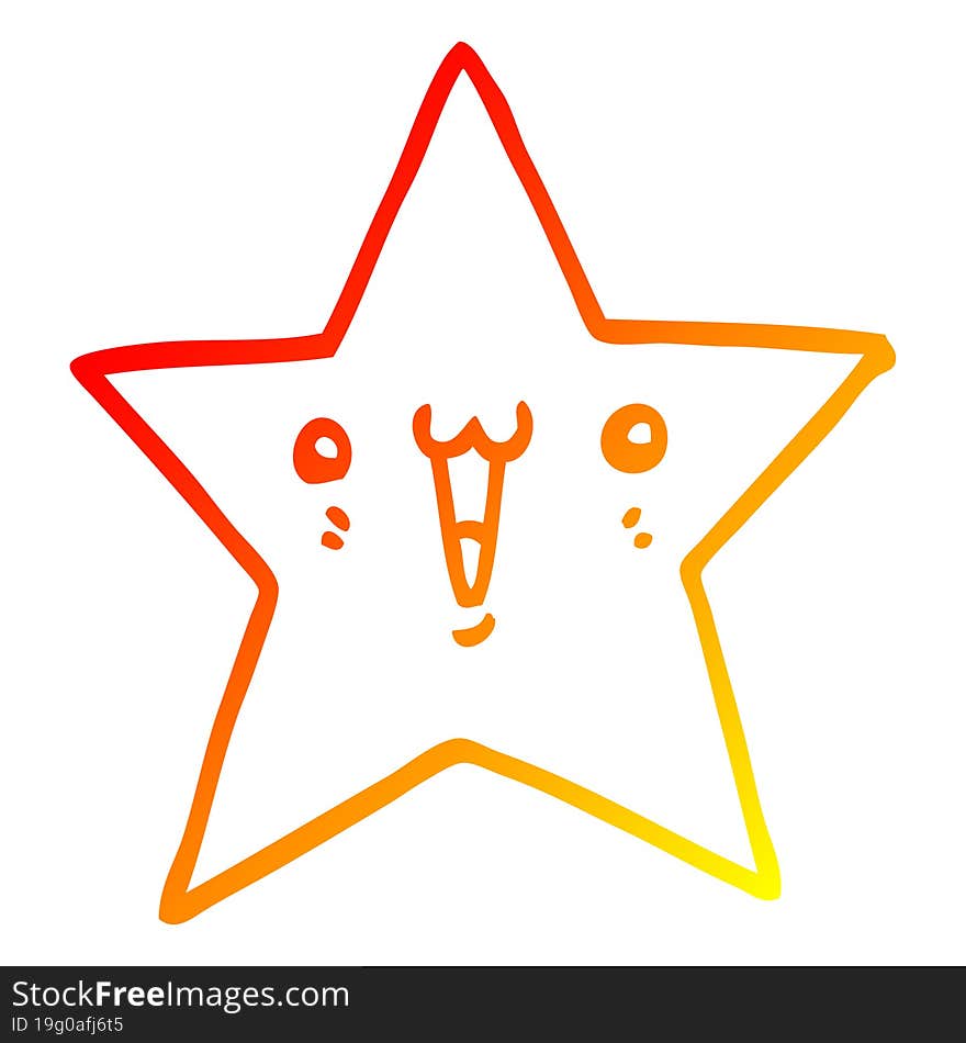 warm gradient line drawing happy cartoon star