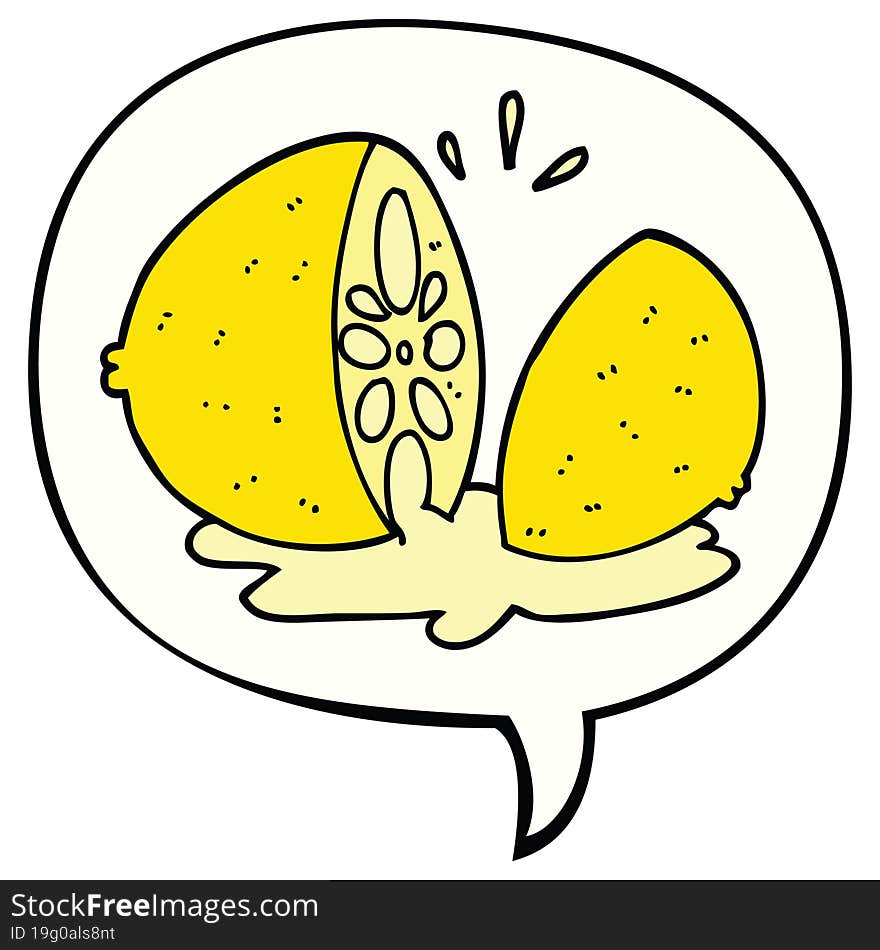 Cartoon Cut Lemon And Speech Bubble