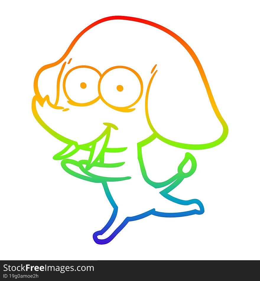 rainbow gradient line drawing happy cartoon elephant