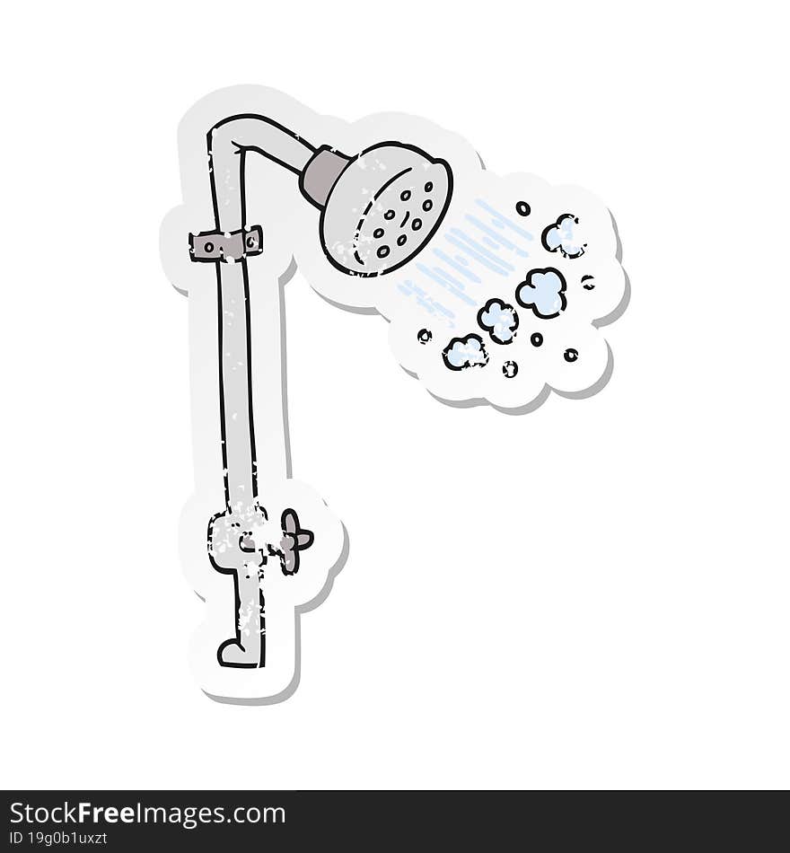 Retro Distressed Sticker Of A Cartoon Shower