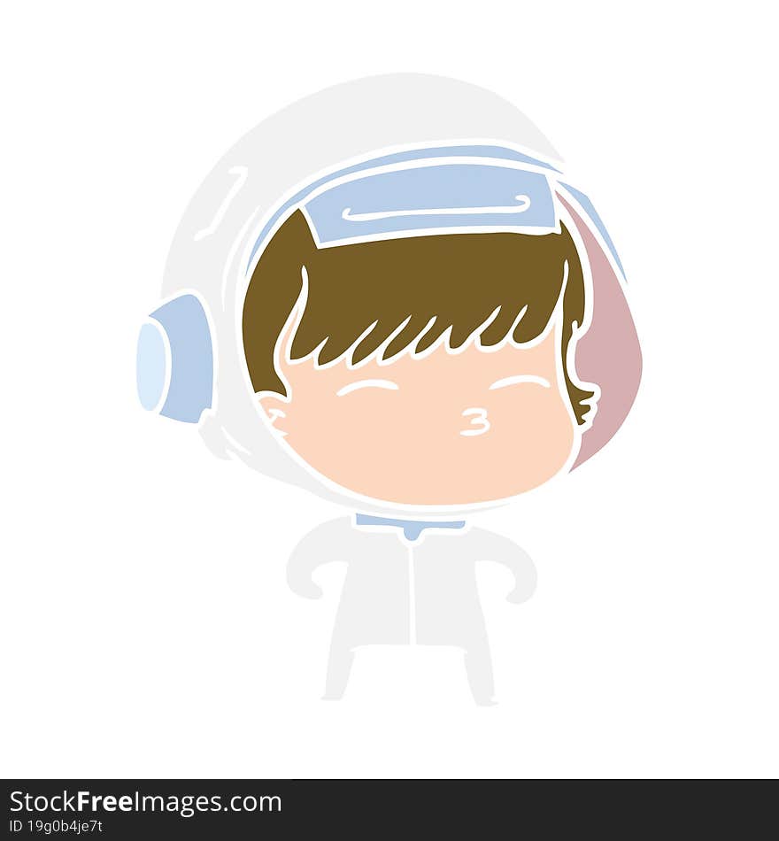 flat color style cartoon curious astronaut