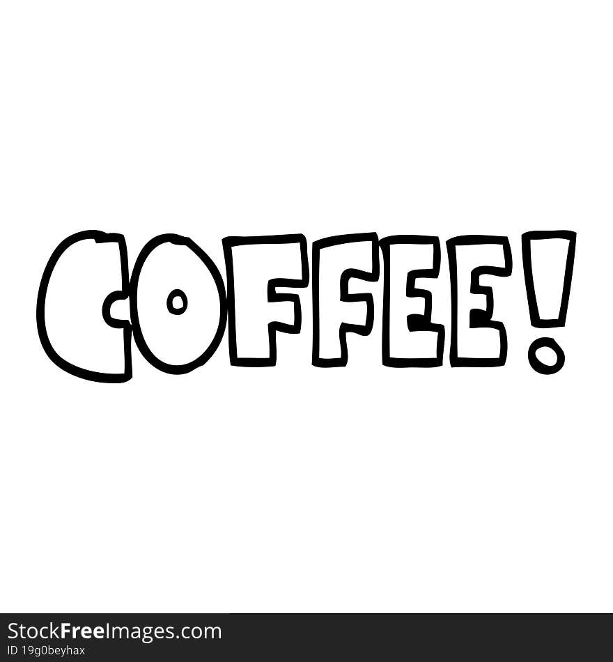 line drawing cartoon word coffee