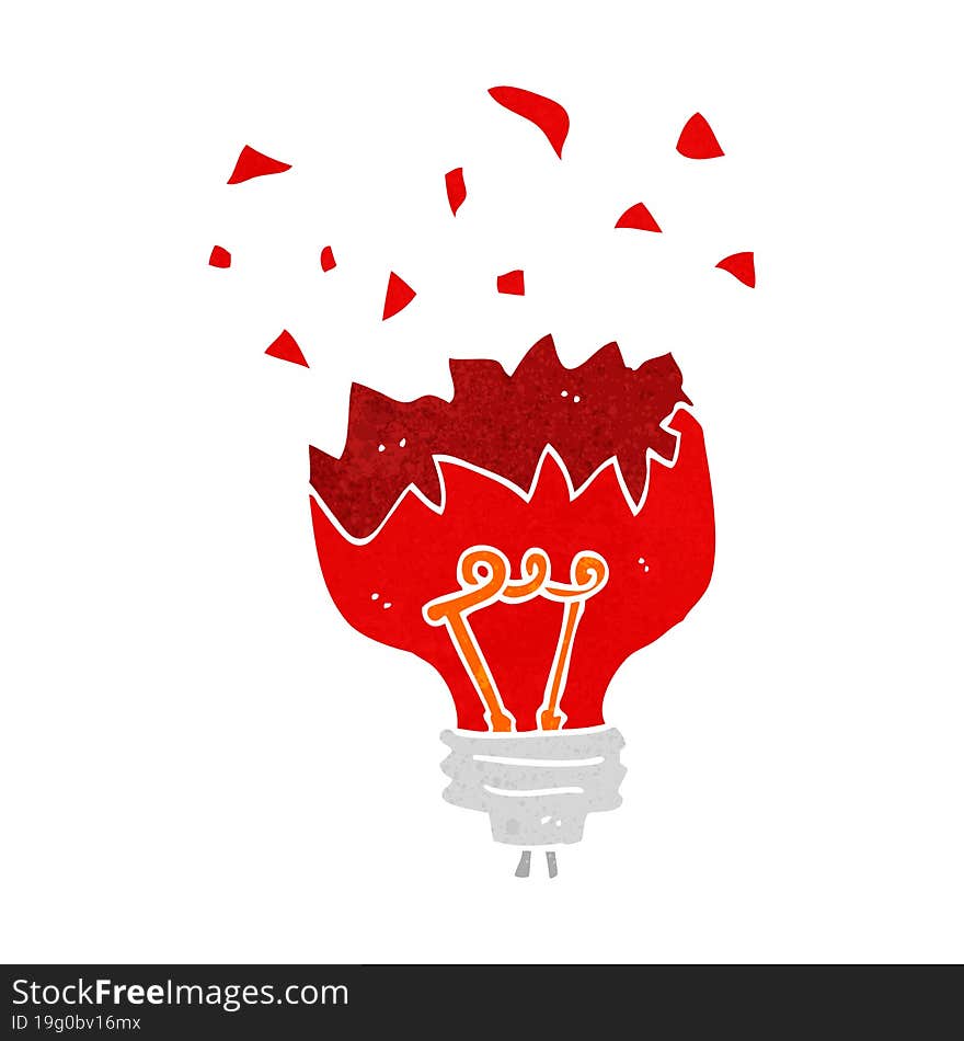 cartoon red light bulb exploding