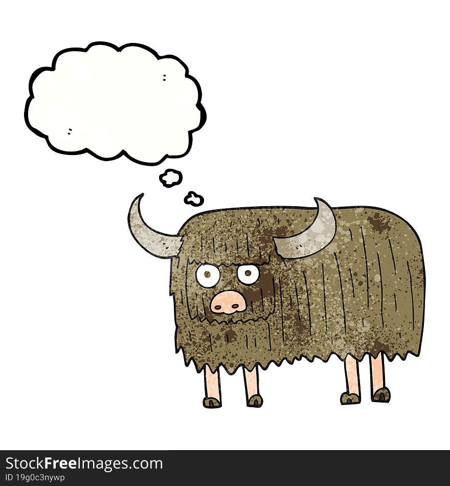 Thought Bubble Textured Cartoon Hairy Cow