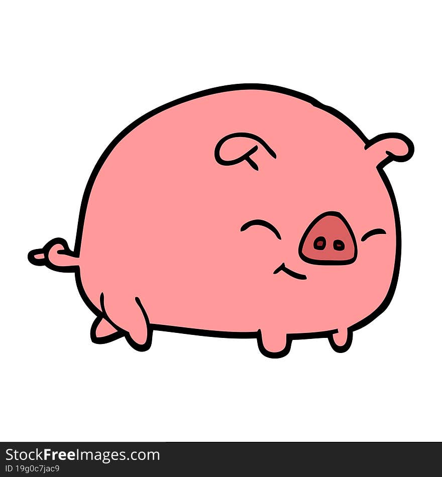 Hand Drawn Doodle Style Cartoon Pig