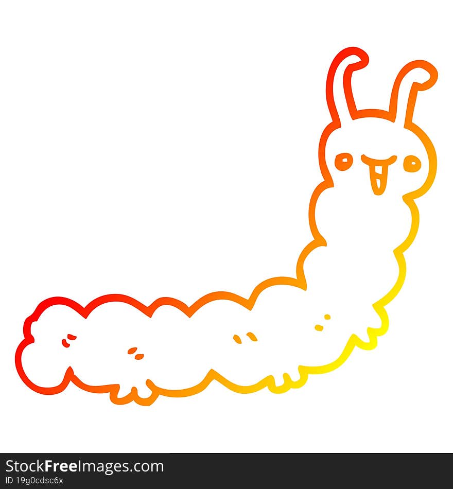 warm gradient line drawing cartoon caterpillar