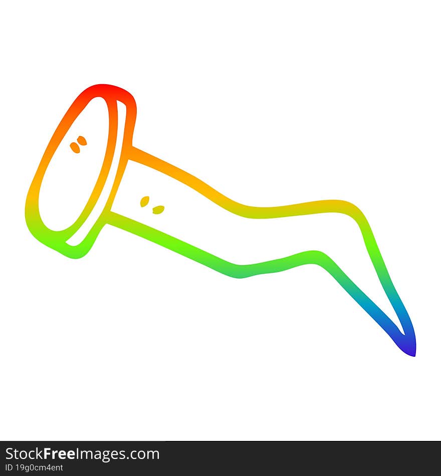 rainbow gradient line drawing cartoon bent iron nail