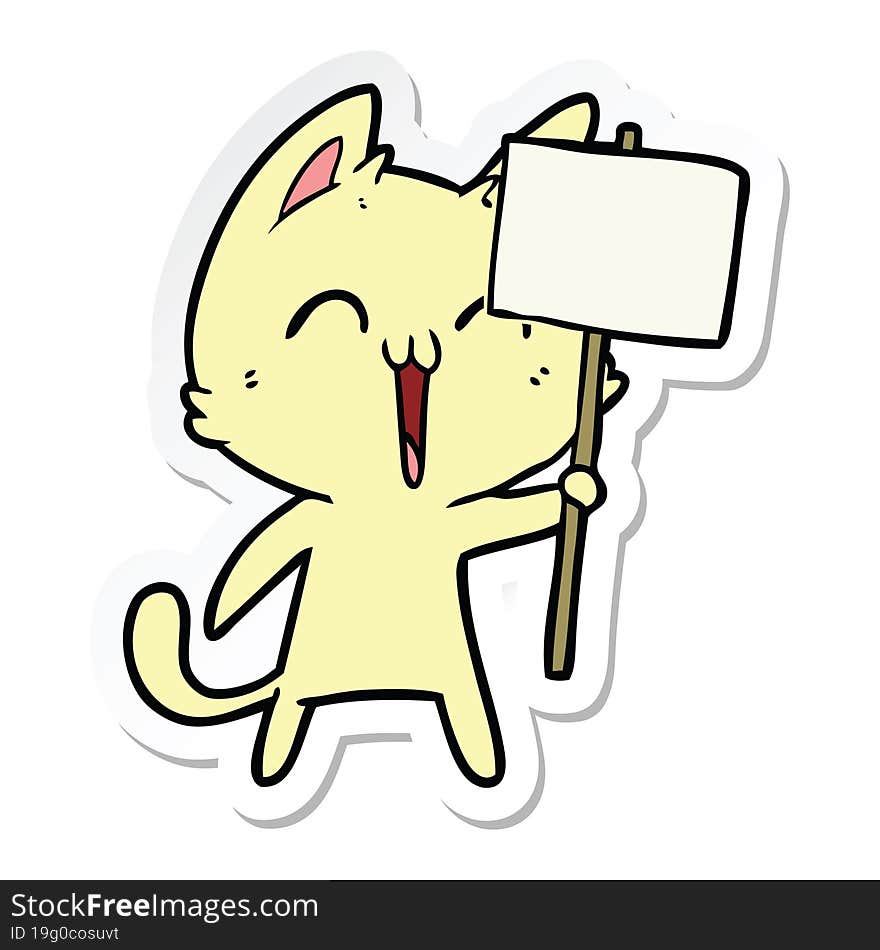 Sticker Of A Happy Cartoon Cat