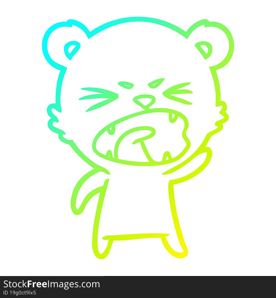 cold gradient line drawing angry cartoon polar bear