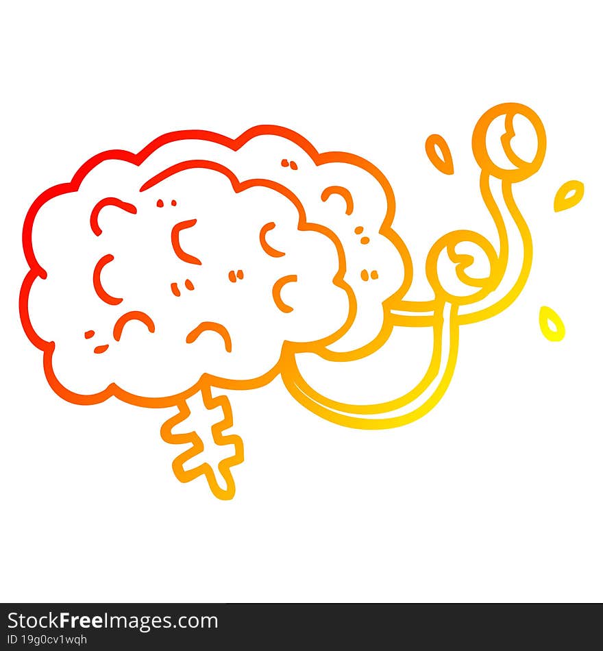 warm gradient line drawing cartoon monster brain