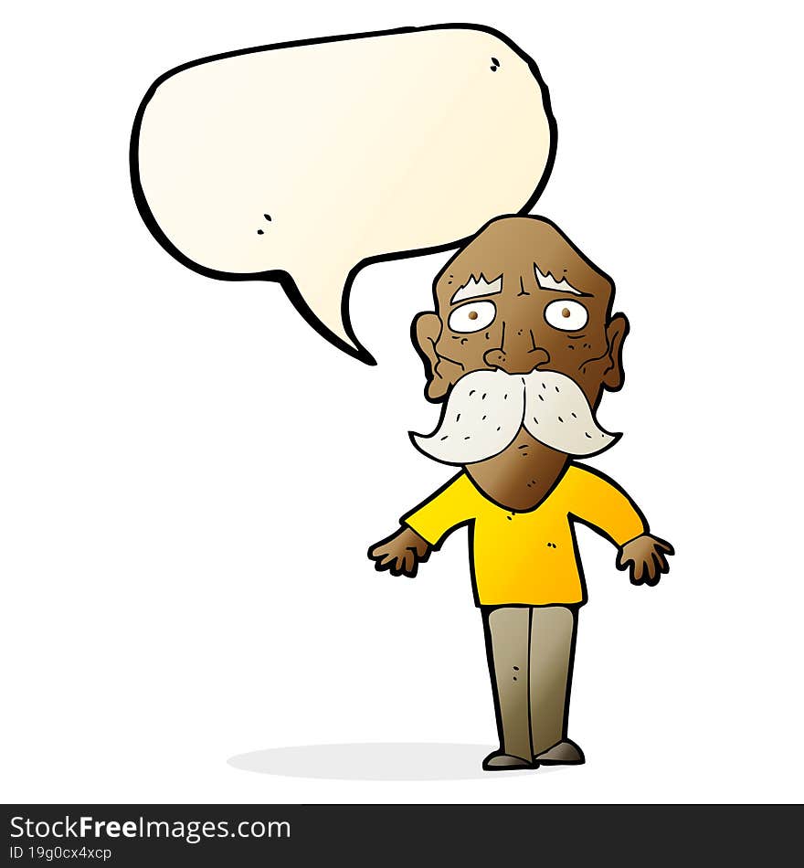 Cartoon Sad Old Man With Speech Bubble