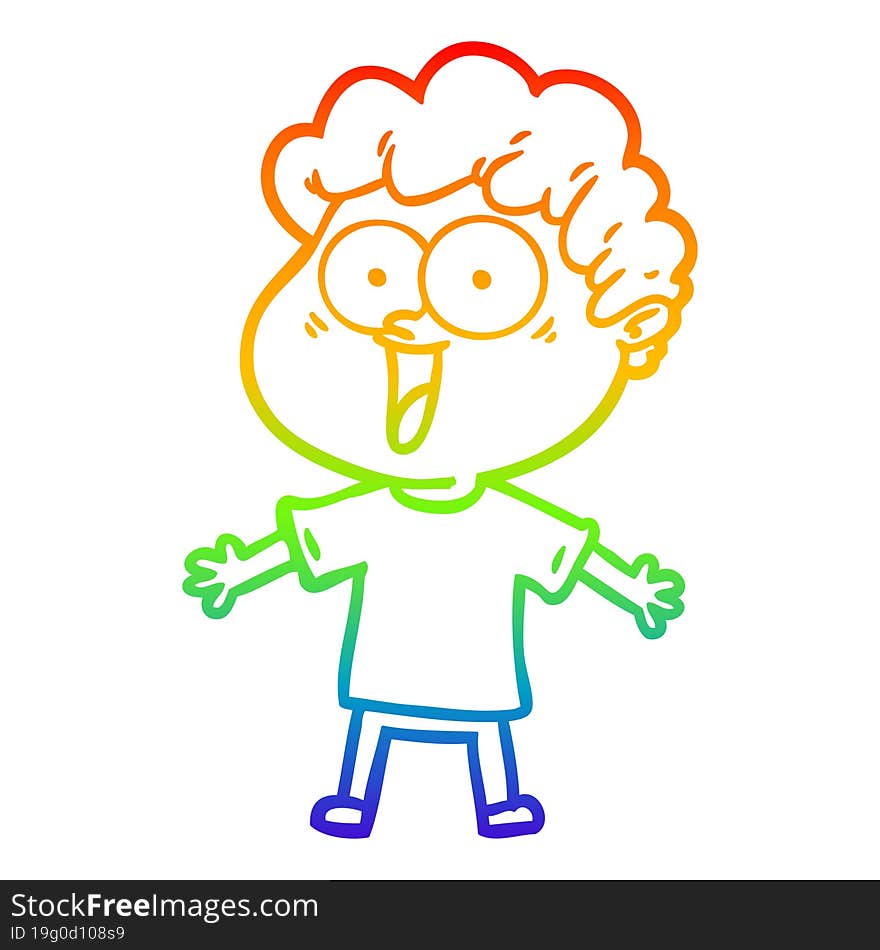 rainbow gradient line drawing cartoon happy man