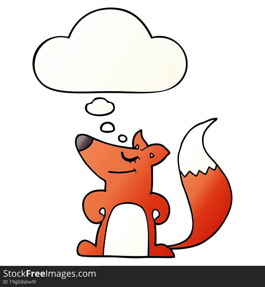 cartoon fox and thought bubble in smooth gradient style