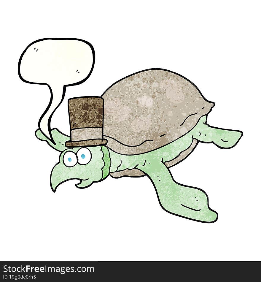 Speech Bubble Textured Cartoon Turtle