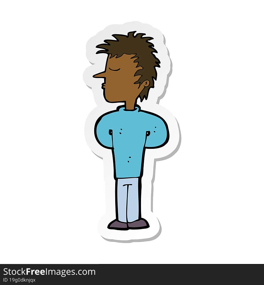 sticker of a cartoon man ignoring