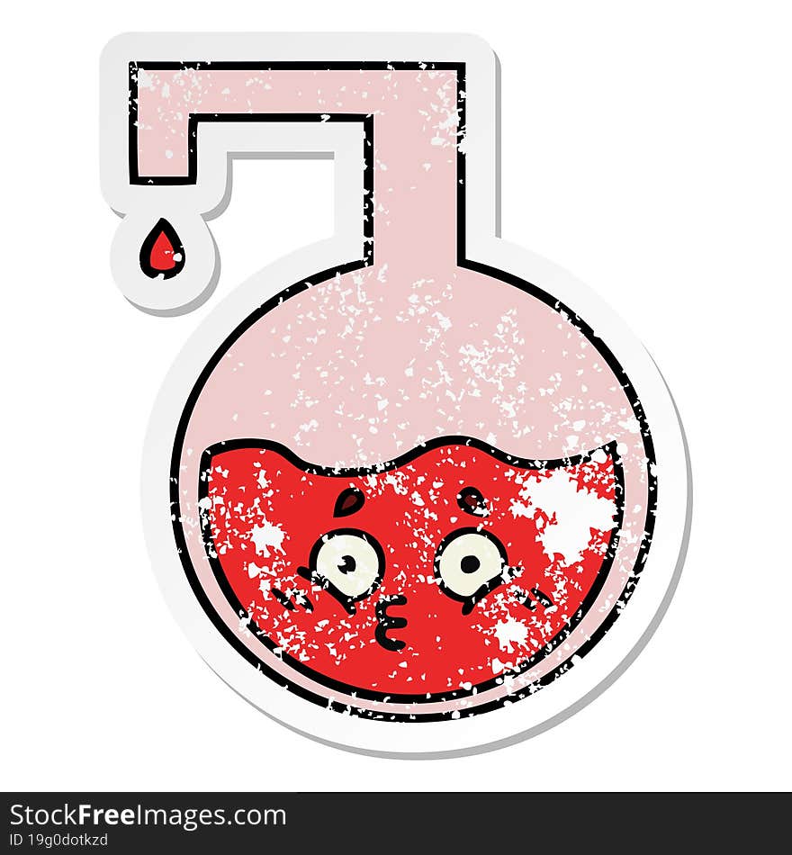 Distressed Sticker Of A Cute Cartoon Science Experiment