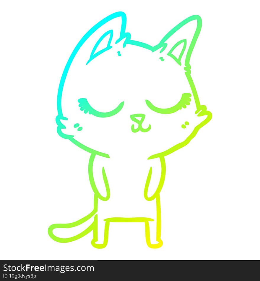 cold gradient line drawing calm cartoon cat